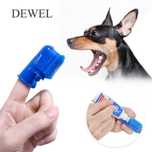 Dewel 2 PCS Dog Toothbrush Toothpaste Spill-proof Breath Pet Teeth Brush  Cat  Dog Teeth Cleaning Teddy Tools Supplies