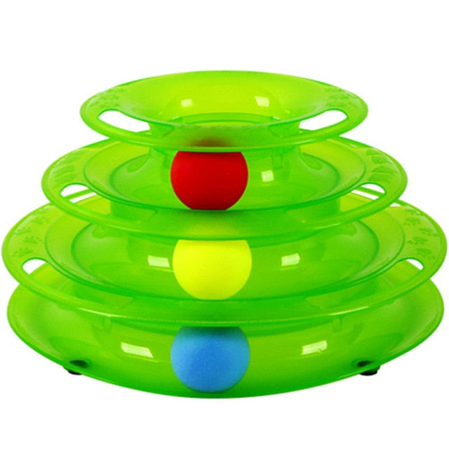 Cat Tower of Tracks Ball and Track Interactive Toy for Cats, Fun Cat Game Intelligence Triple Play Disc Cat For Toy Balls