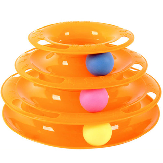 Cat Tower of Tracks Ball and Track Interactive Toy for Cats, Fun Cat Game Intelligence Triple Play Disc Cat For Toy Balls