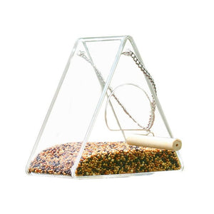 Newest Acrylic Bird Feeder Food Box Anti-scatter Parrot Feeder With Stand Birds Feeding Supplies Hanging Feeding Box Outdoor