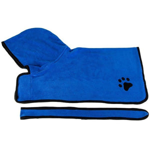 Dog Bathrobe Warm Dog Clothes Super Absorbent Pet Drying Towel Embroidery Paw Cat Hood Pet Bath Towel Grooming Pet Product