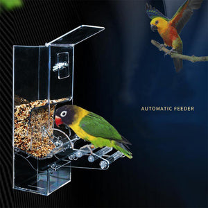 Acrylic Automatic Bird Feeder Pet Feeding Device Seed Food Container Bird Cage Accessories For Parrot Parakeet Canary