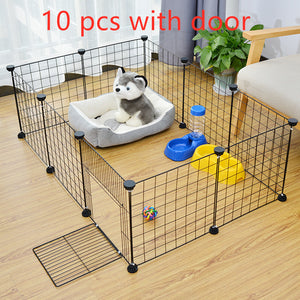 Foldable Pet Playpen Crate  Iron Fence Puppy Kennel House Exercise Training Puppy Kitten Space Dog Gate Supplies For Rabbit